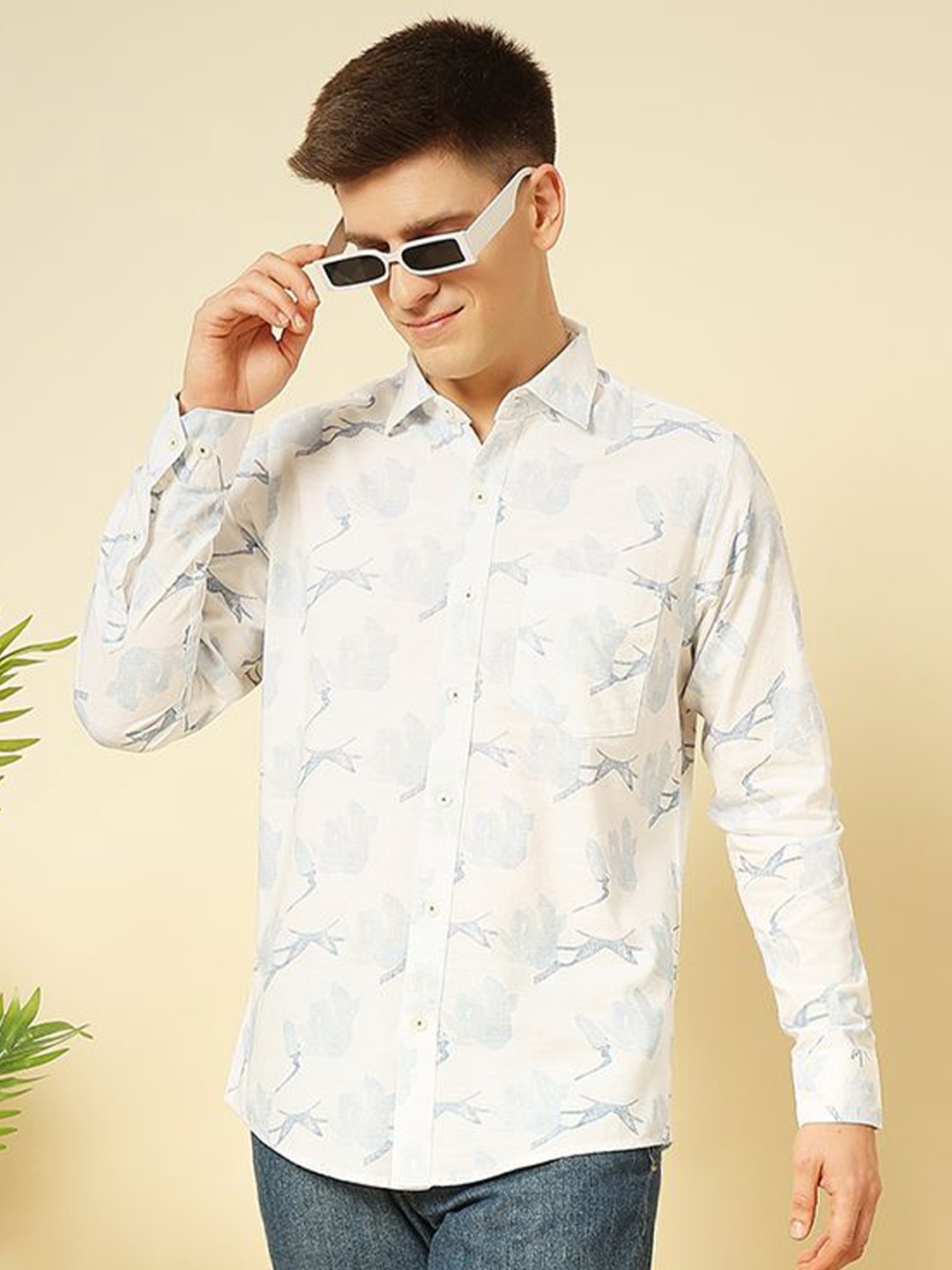 

ENSPYR Men Opaque Printed Casual Shirt, Blue