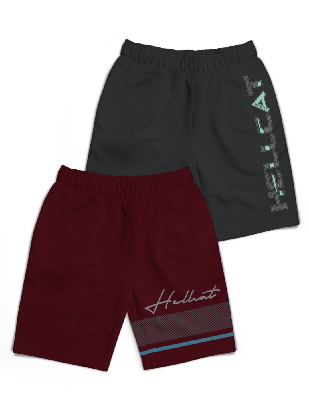 

HELLCAT Boys Typography Printed Shorts, Grey