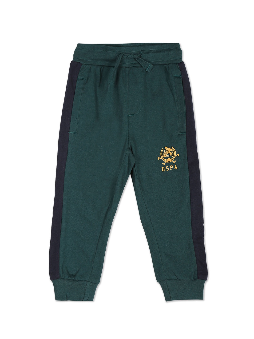 

U.S. Polo Assn. Kids Boys Regular Fit Pure Cotton Joggers, Green