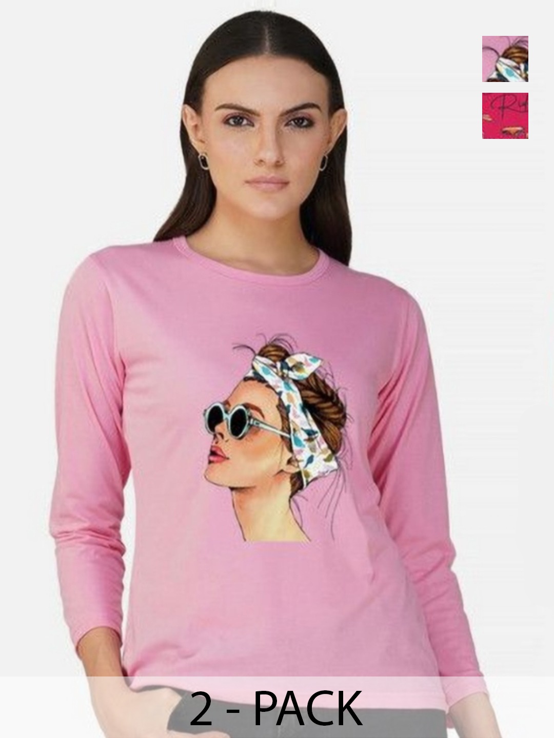 

Metronaut Women 2 Printed Bio Finish Applique T-shirt, Pink