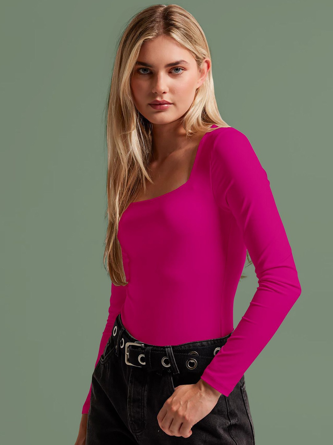 

Dream Beauty Fashion Women Square Neck Fitted Top, Pink