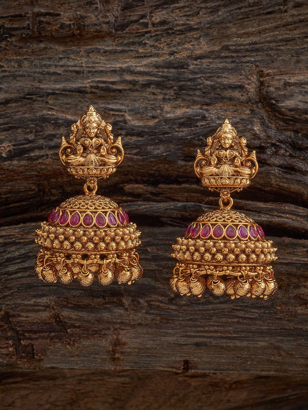 

Kushal's Fashion Jewellery Dome Shaped Jhumkas Earrings, Red