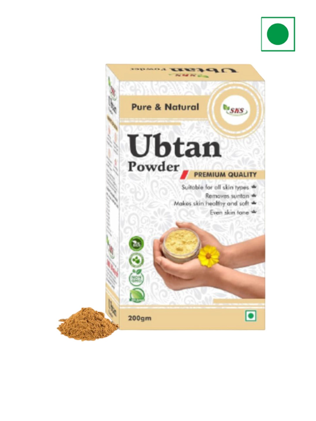 

SKS BIOTECH Pure & Natural Ubtan Powder Face Pack For Tan Removal & Radiant Skin - 200 g, Brown