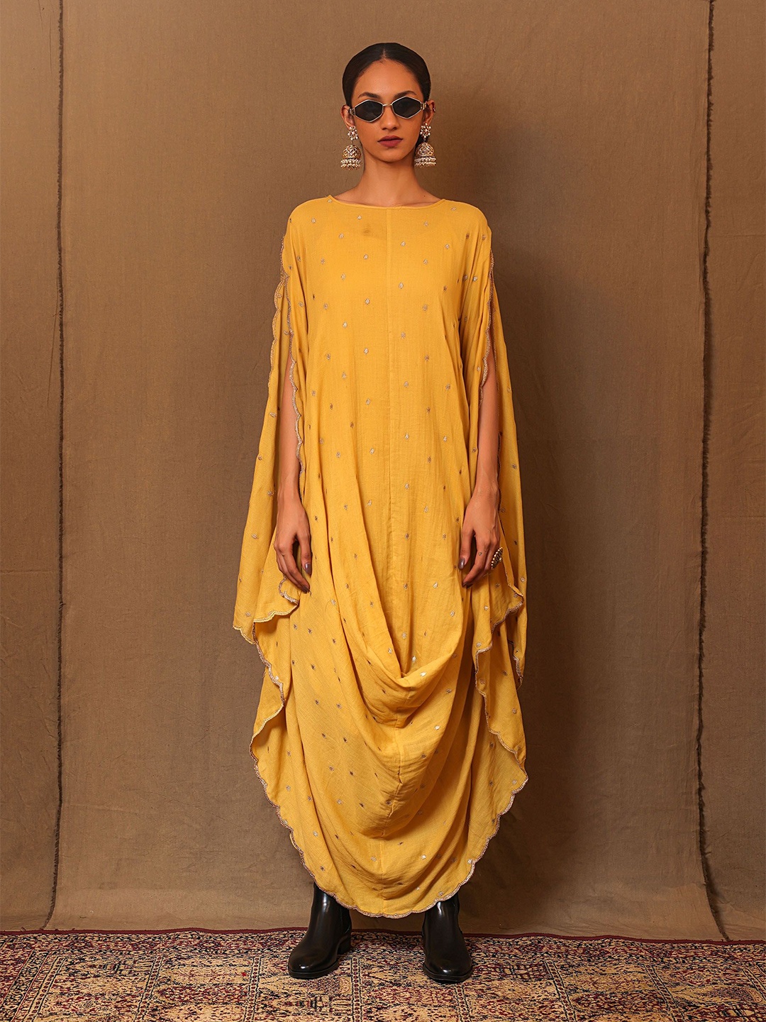 

MATI Cape Sleeve Maxi Dress, Yellow