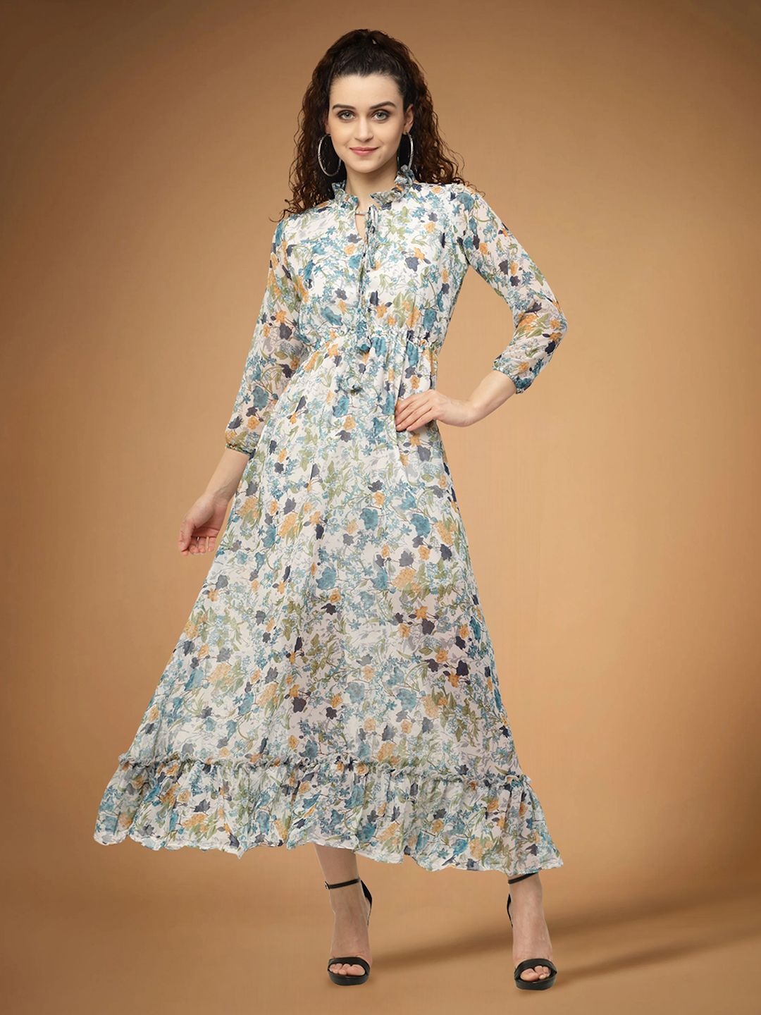 

Moda Rapido Floral Print Keyhole Neck Applique Fit & Flare Dress, Multi