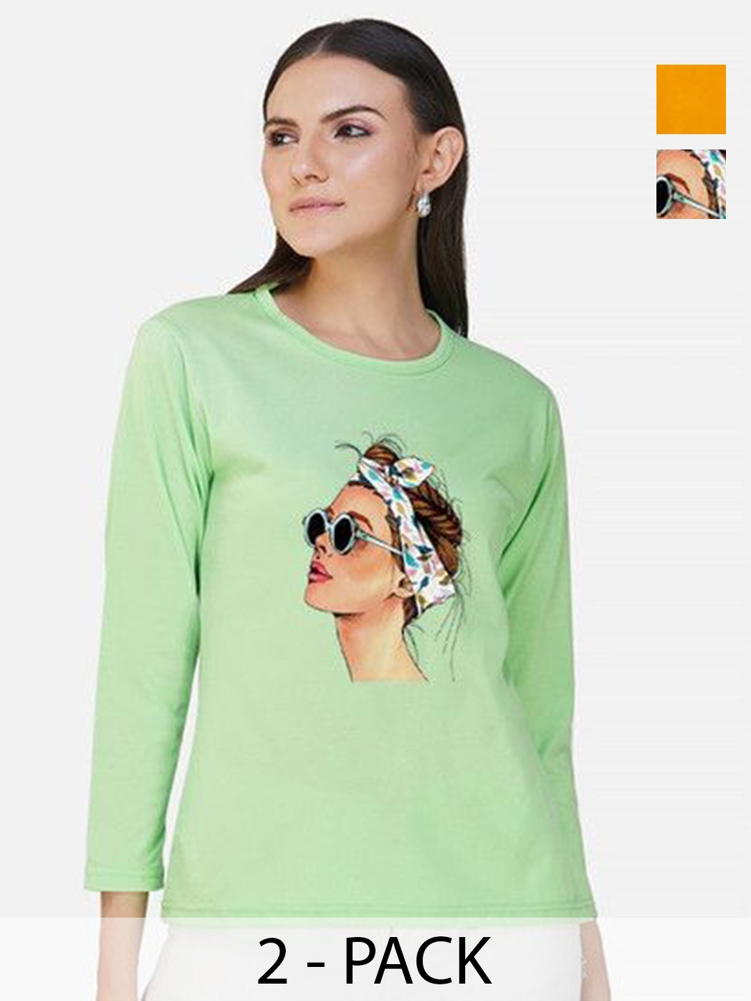 

Metronaut Women 2 Printed Bio Finish T-shirt, Mustard
