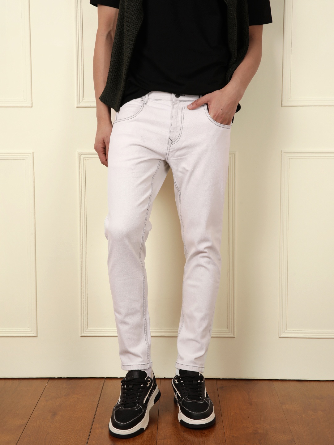 

WROGN Men Comfort Skinny Fit Jeans, Off white