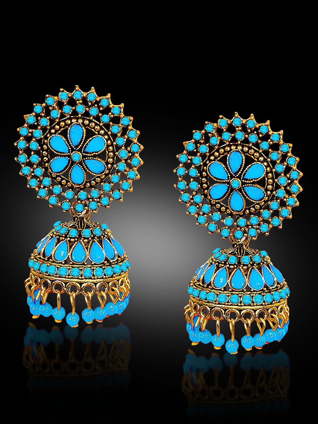 

Adhvik Classic Jhumkas Earrings, Turquoise blue