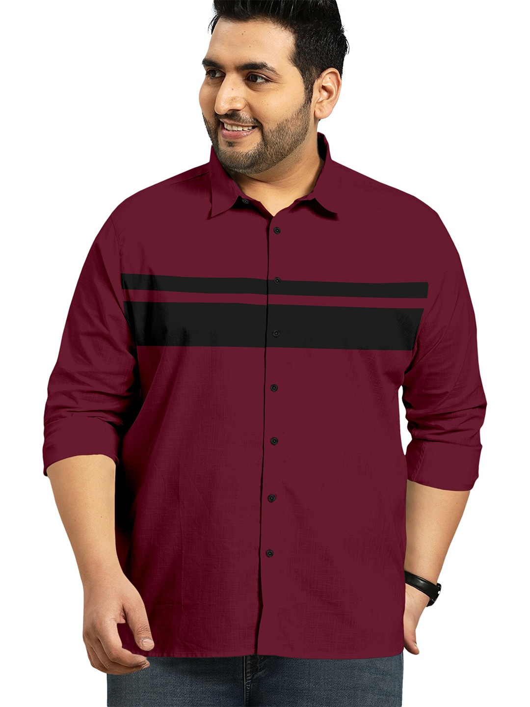 

Aloof Men Classic Horizontal Stripes Opaque Casual Shirt, Maroon