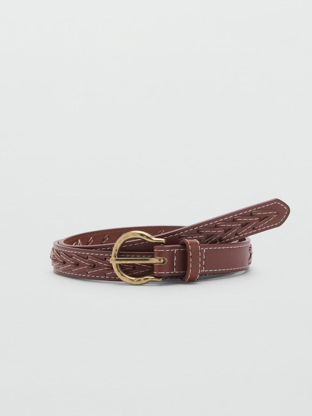 

MANGO Women Braided Belt, Brown