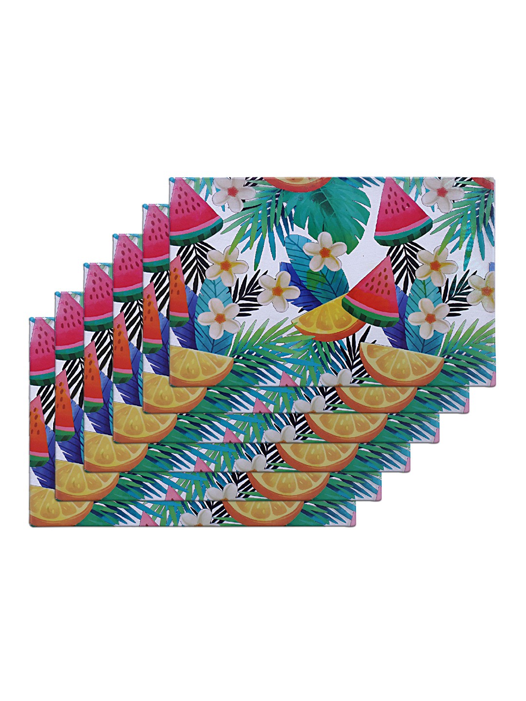 

Kuber Industries 6-Pcs Green & Yellow Printed Table Placemats