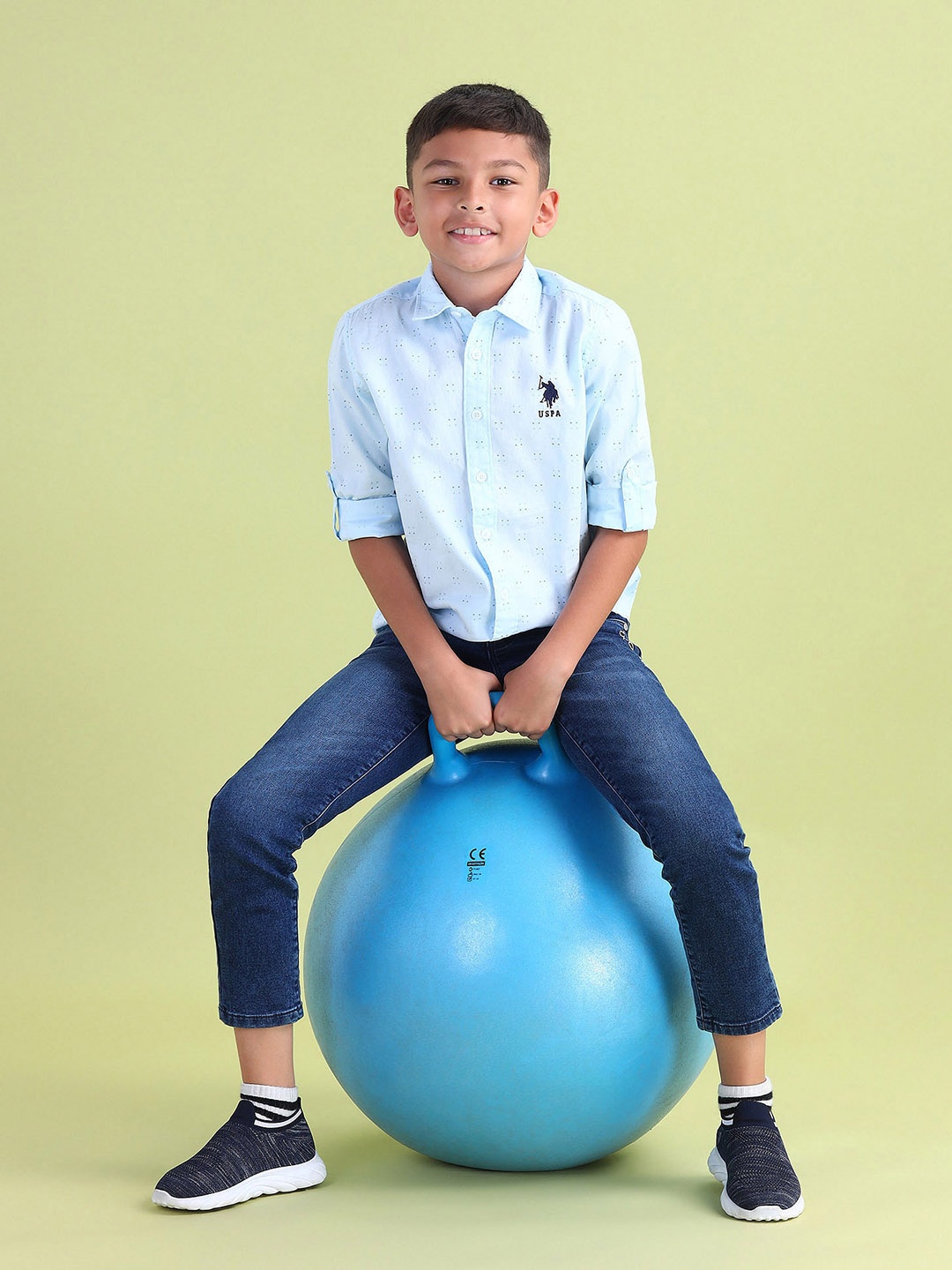 

U.S. Polo Assn. Kids Boys Printed Pure Cotton Casual Shirt, Blue