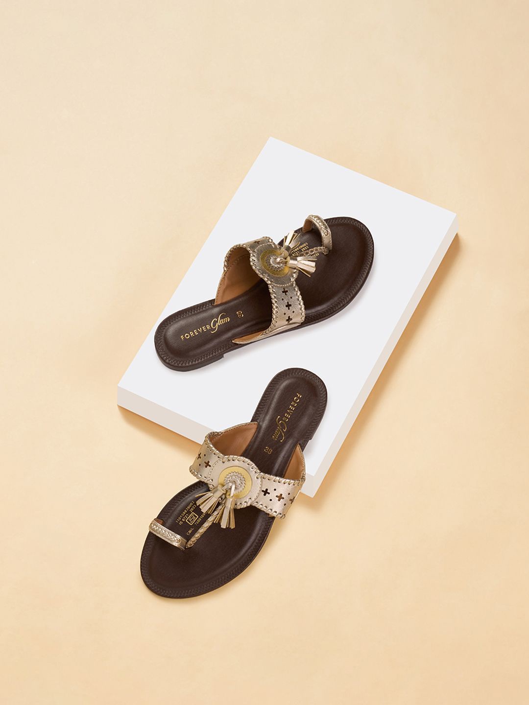 

Forever Glam by Pantaloons Women Party Open Toe Flats with Buckles, Gold
