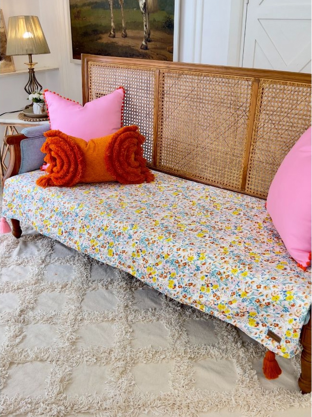 

THROWPILLOW Yellow & Multicoloured Printed Polyester 1 Piece Sofa Cover