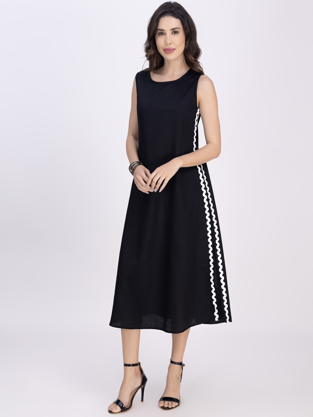 

Moomaya A-Line Midi Dress, Black
