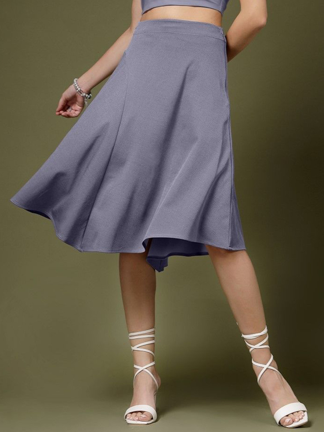 

DressBerry High Rise A-Line Knee Length Skirt, Purple