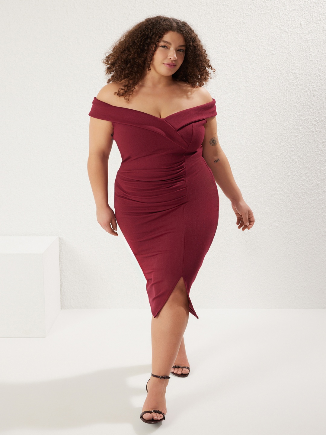 

Trendyol Off-Shoulder Bodycon Dress, Na