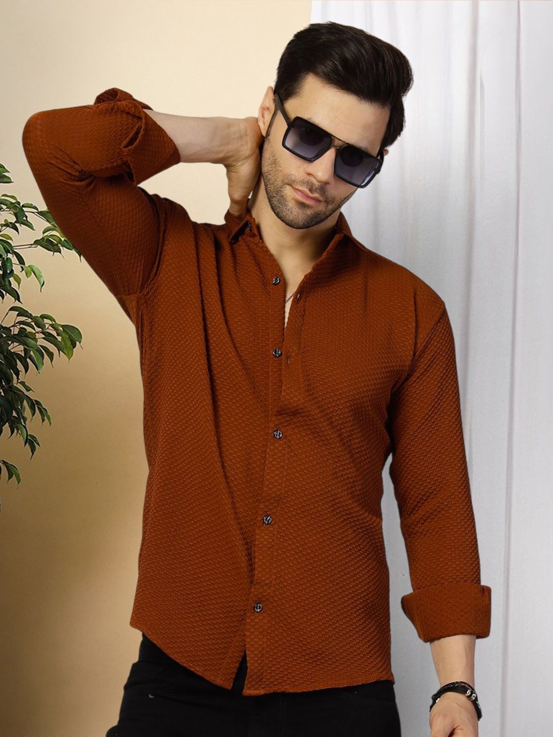 

Moda Rapido Men Original Opaque Casual Shirt, Maroon