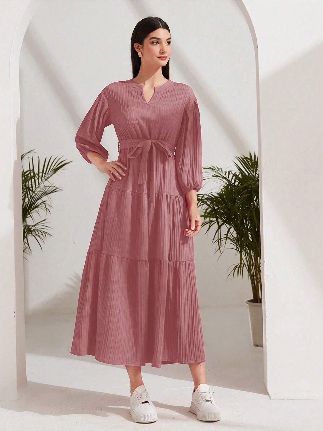 

FNOCKS Organic Cotton Maxi Midi Dress, Pink