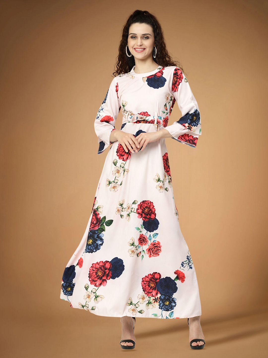

Moda Rapido Floral Print Applique Fit & Flare Dress, Multi