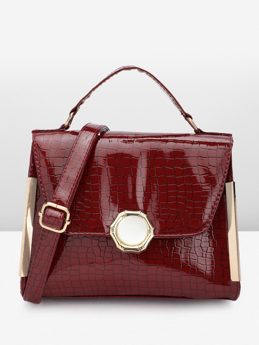 

Mast & Harbour Textured Faux Leather Crossbody Satchel, Maroon