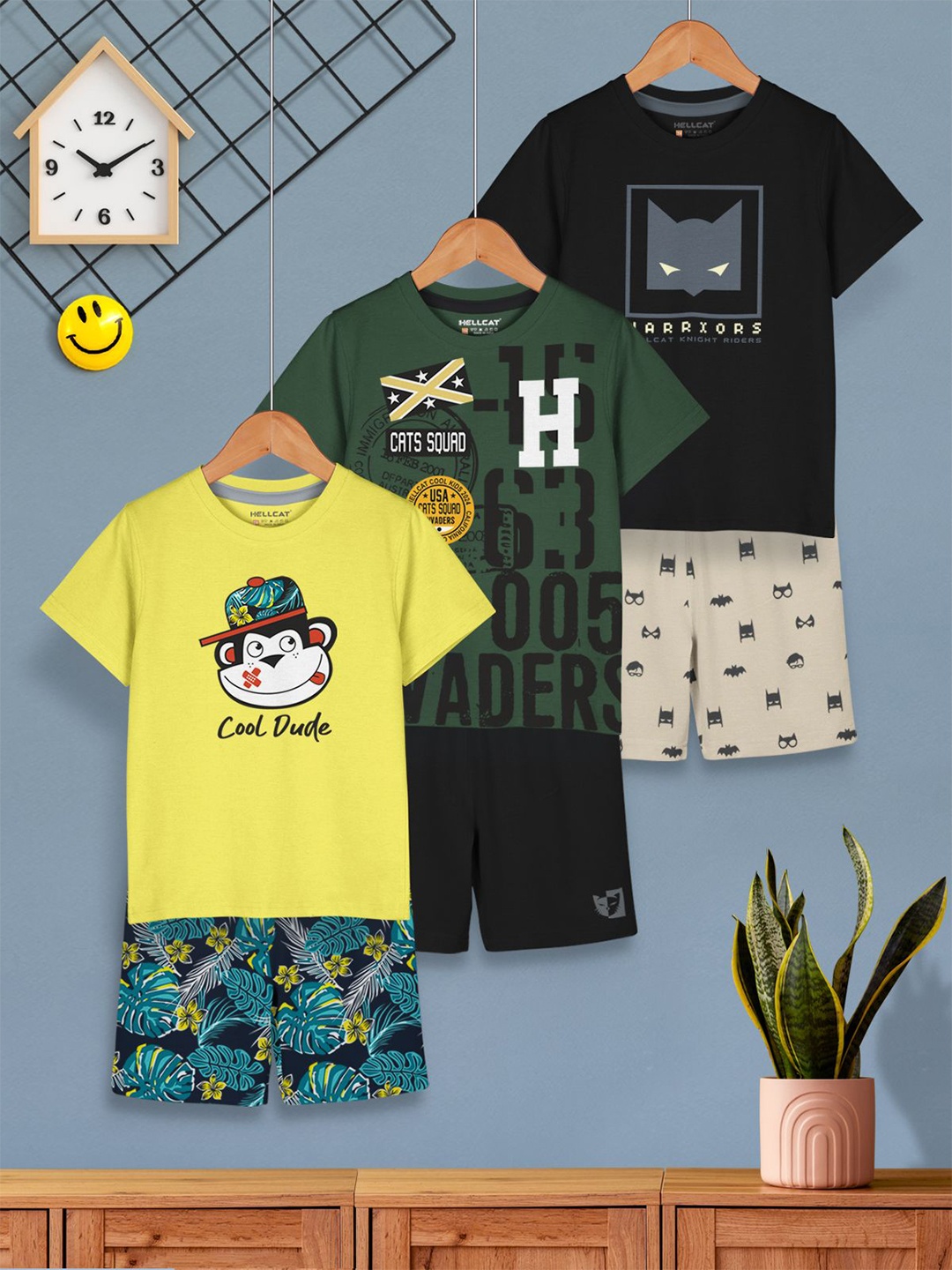 

HELLCAT Boys Printed T-shirt with Shorts, Yellow