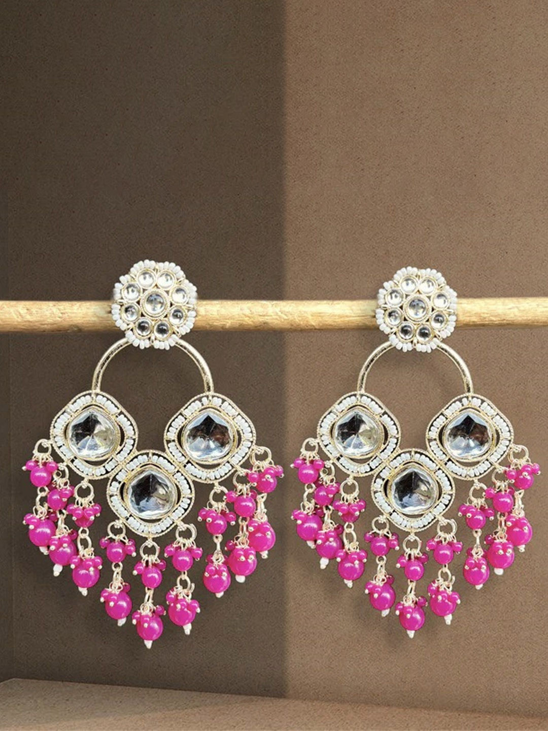 

MADDY SPACE Contemporary Drop Earrings, Pink