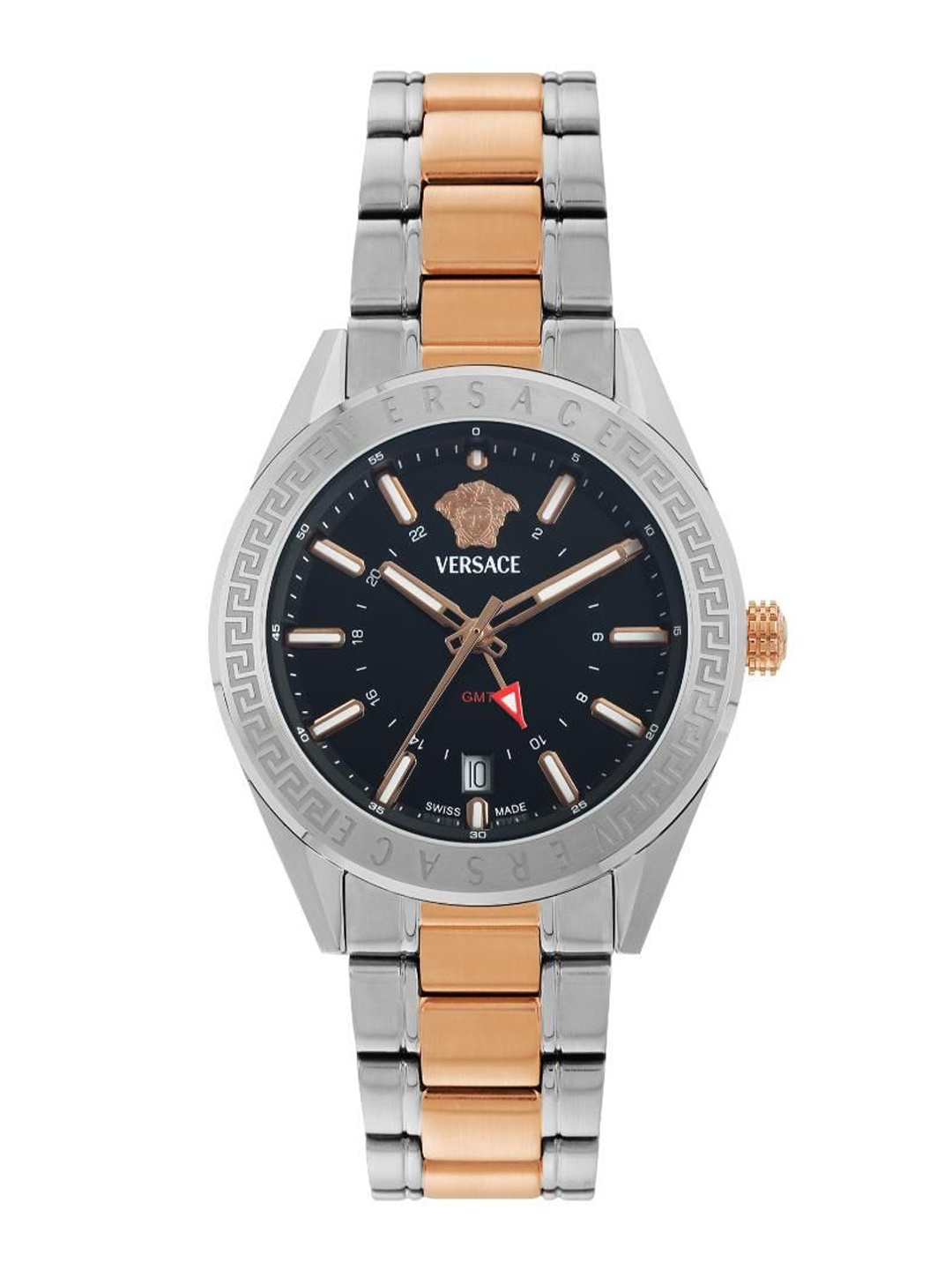 

Versace Men Brass Dial & Stainless Steel Bracelet Style Straps Analogue Watch VEAFA0624, Black