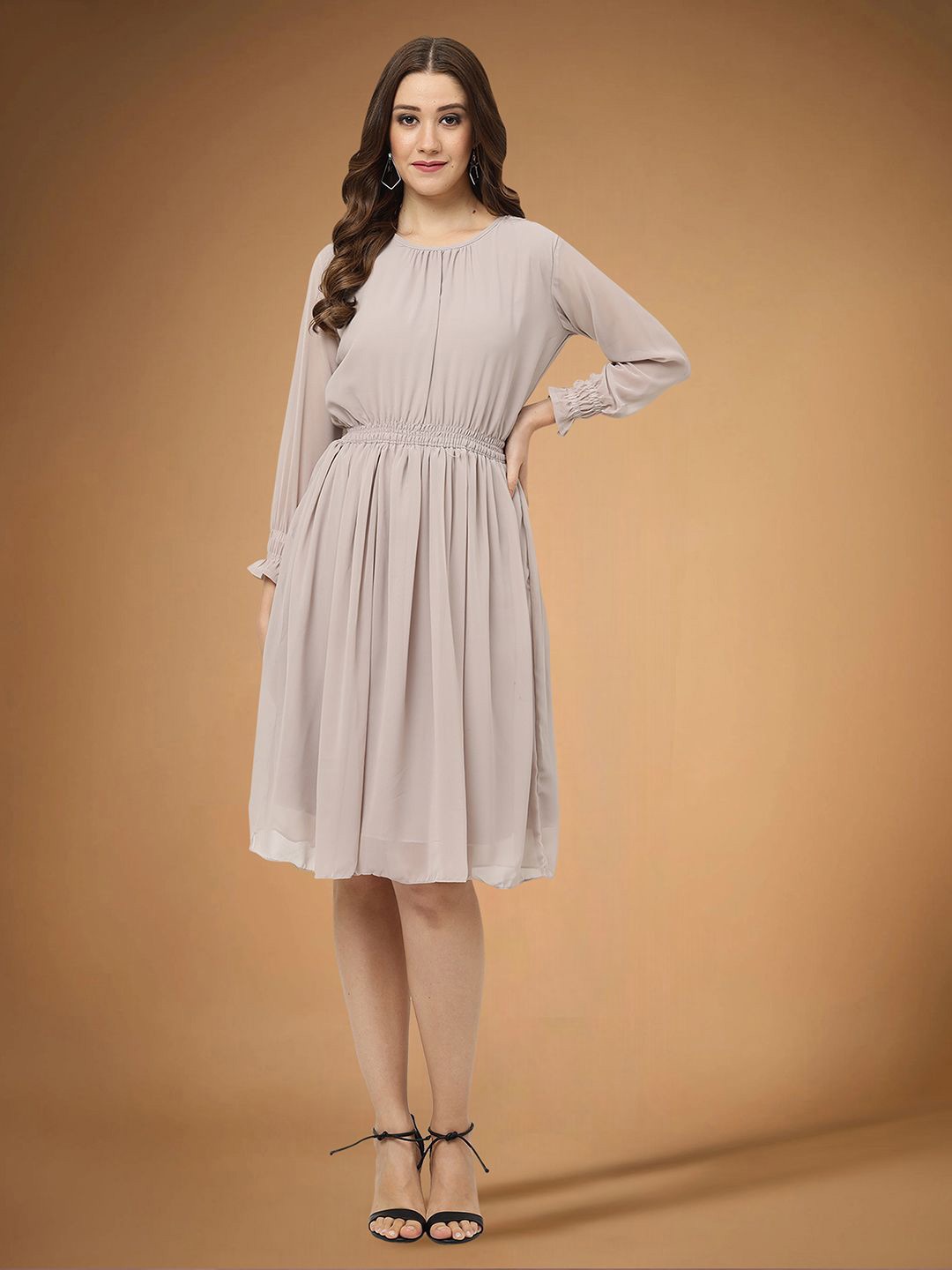 

Moda Rapido Applique Fit & Flare Dress, Peach