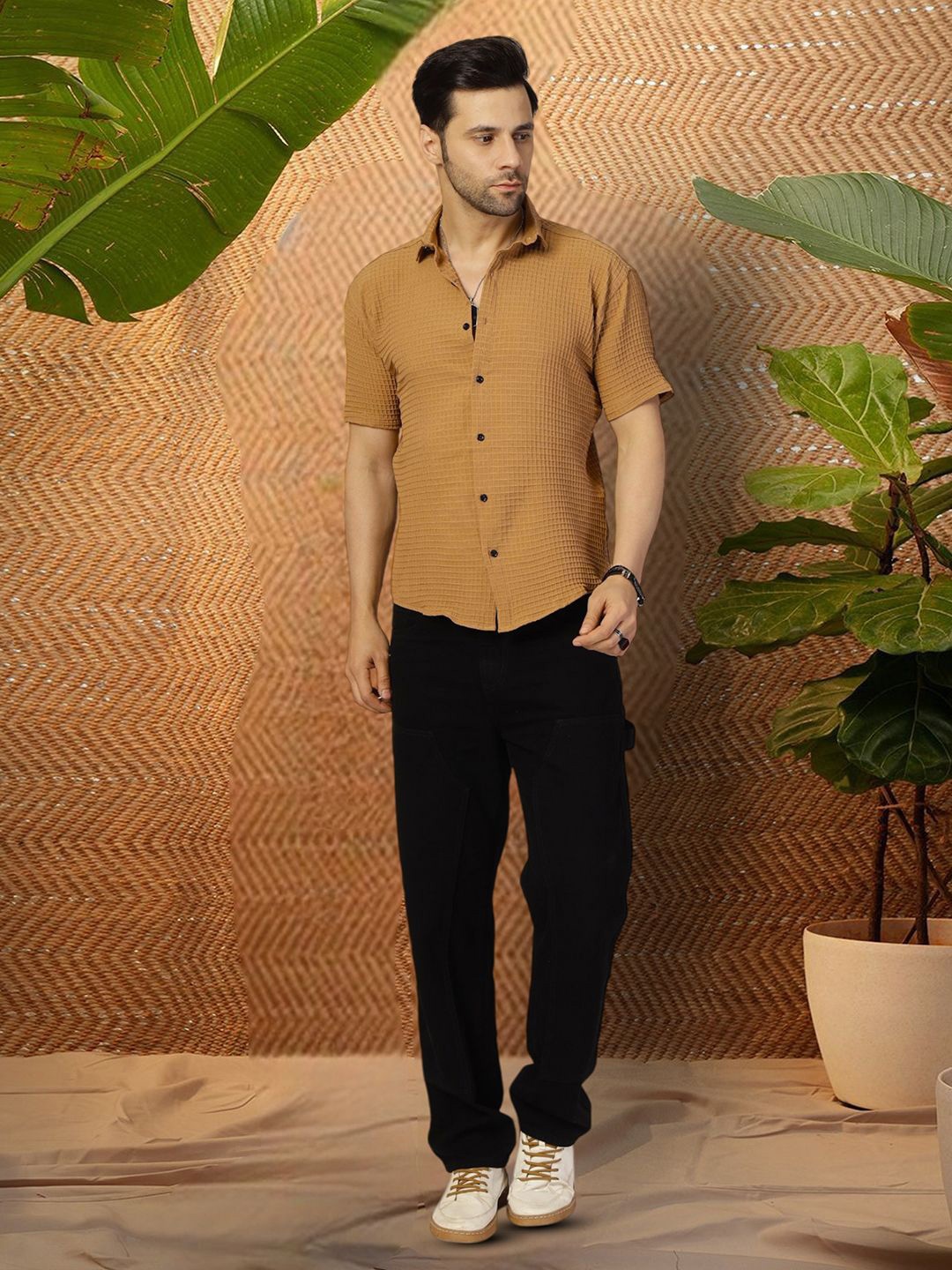 

Moda Rapido Men Original Opaque Casual Shirt, Brown