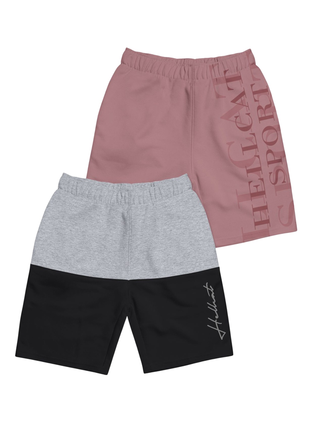 

HELLCAT Boys Typography Printed Shorts, Pink