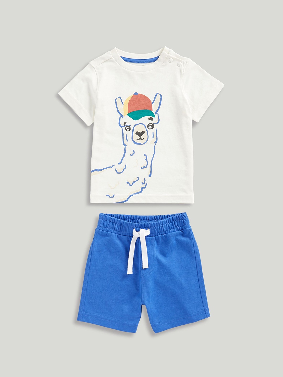 

Mothercare Boys Everley Llama Pure Cotton T-Shirt And Shorts, Blue