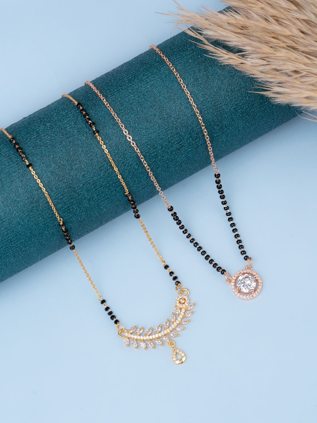 

Zeraki Jewels Gold-Plated Artificial Stones and Beads Mangalsutra