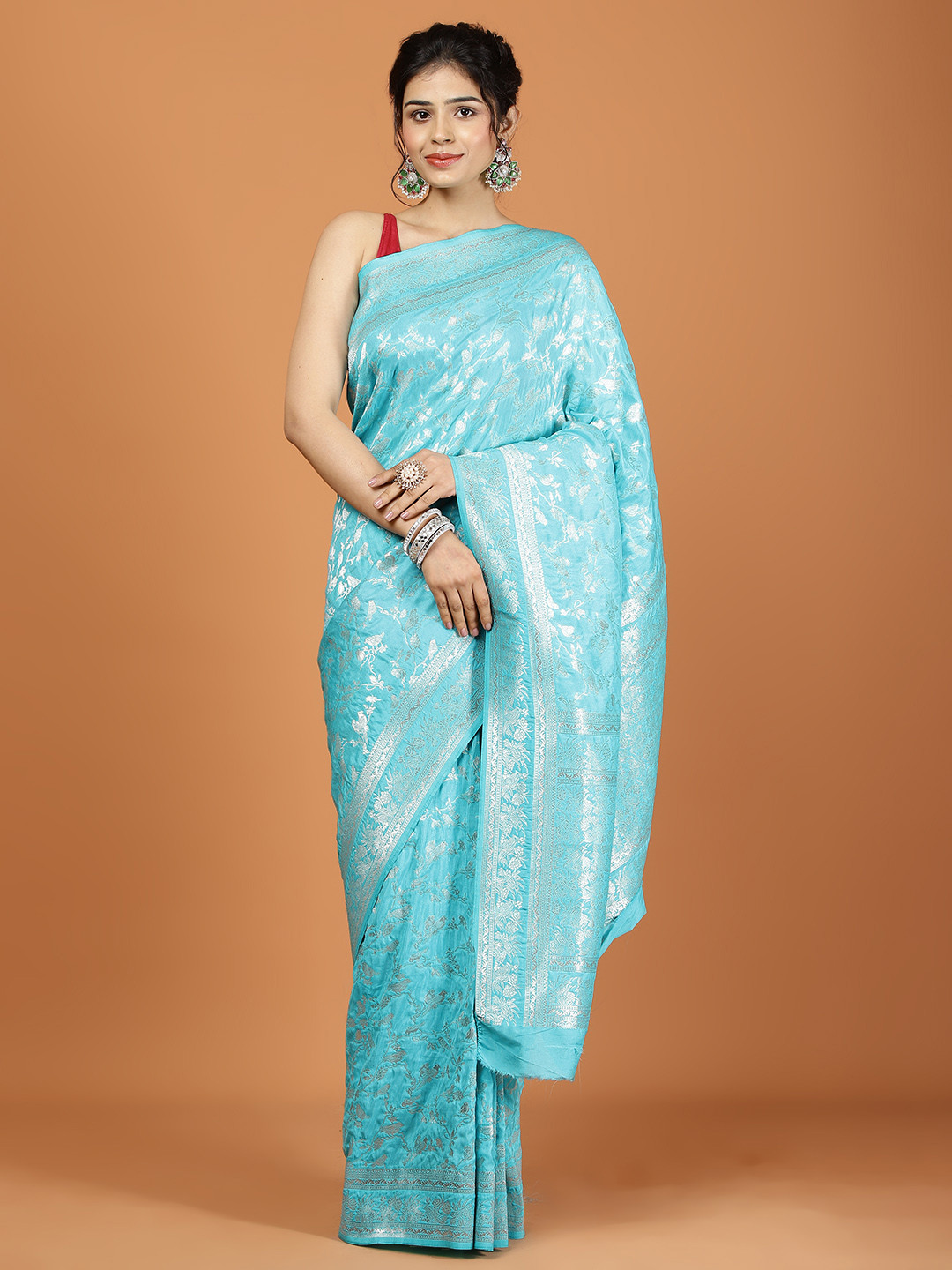 

Meena Bazaar Woven Design Zari Art Silk Saree, Blue