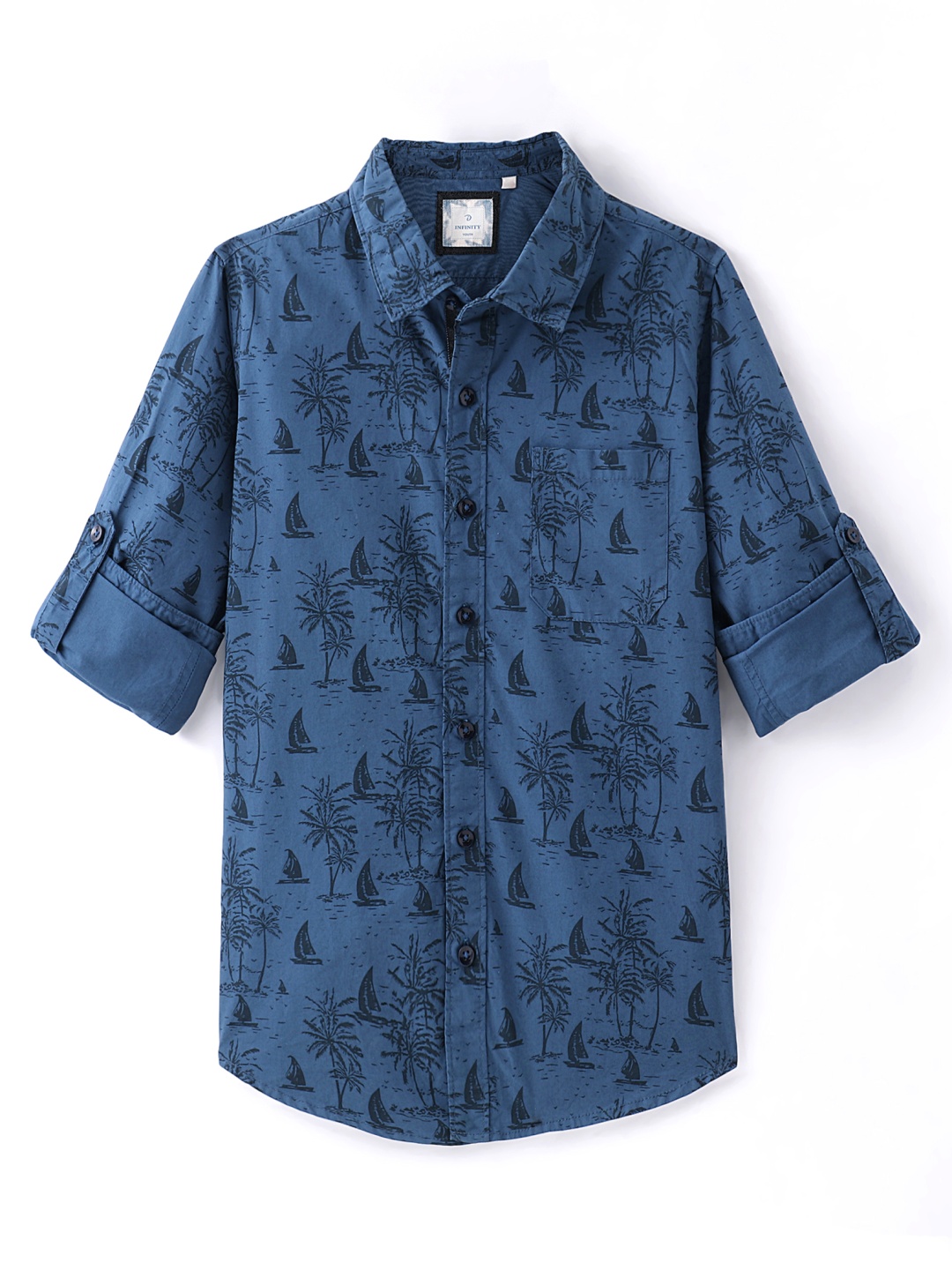 

Infinity Boys Opaque Printed Casual Shirt, Navy blue