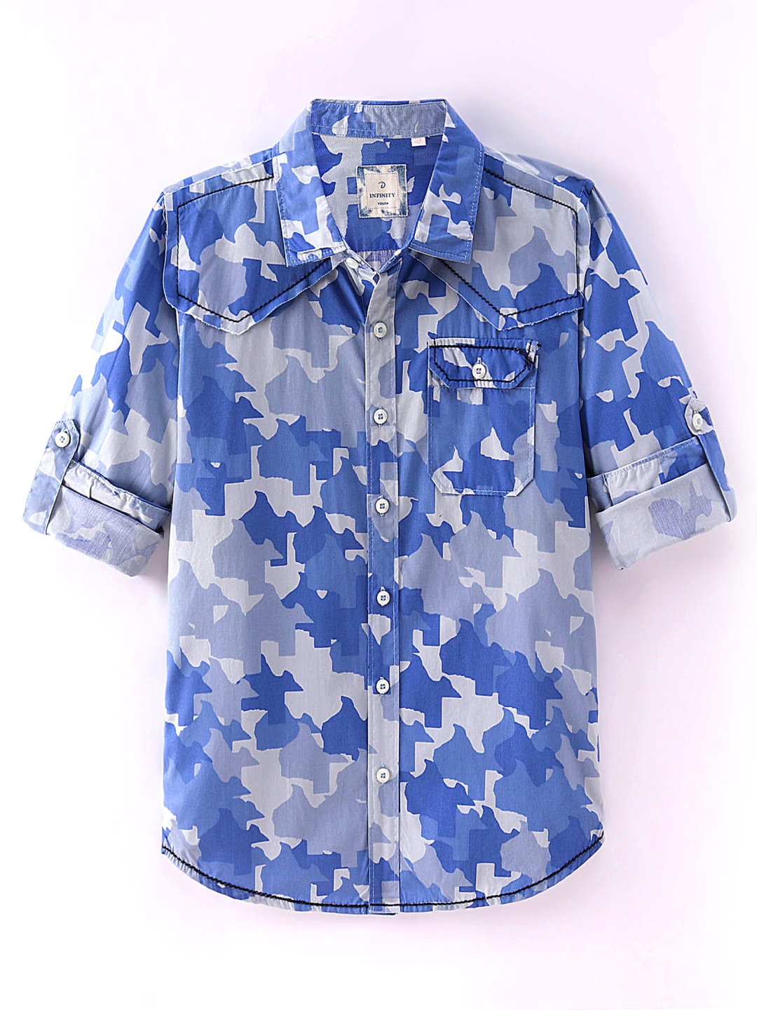

Infinity Boys Floral Opaque Printed Casual Shirt, Blue