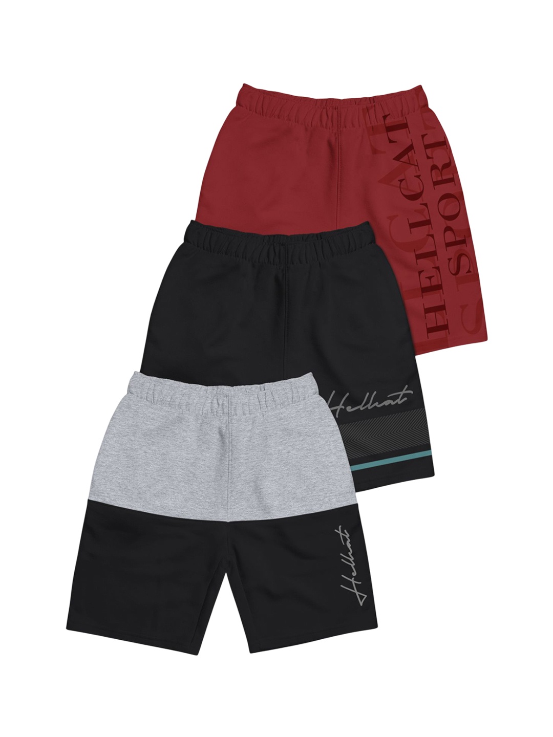 

HELLCAT Boys Typography Printed Shorts, Maroon