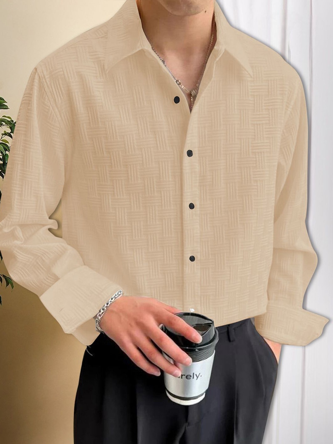 

Moda Rapido Men Original Opaque Casual Shirt, Beige