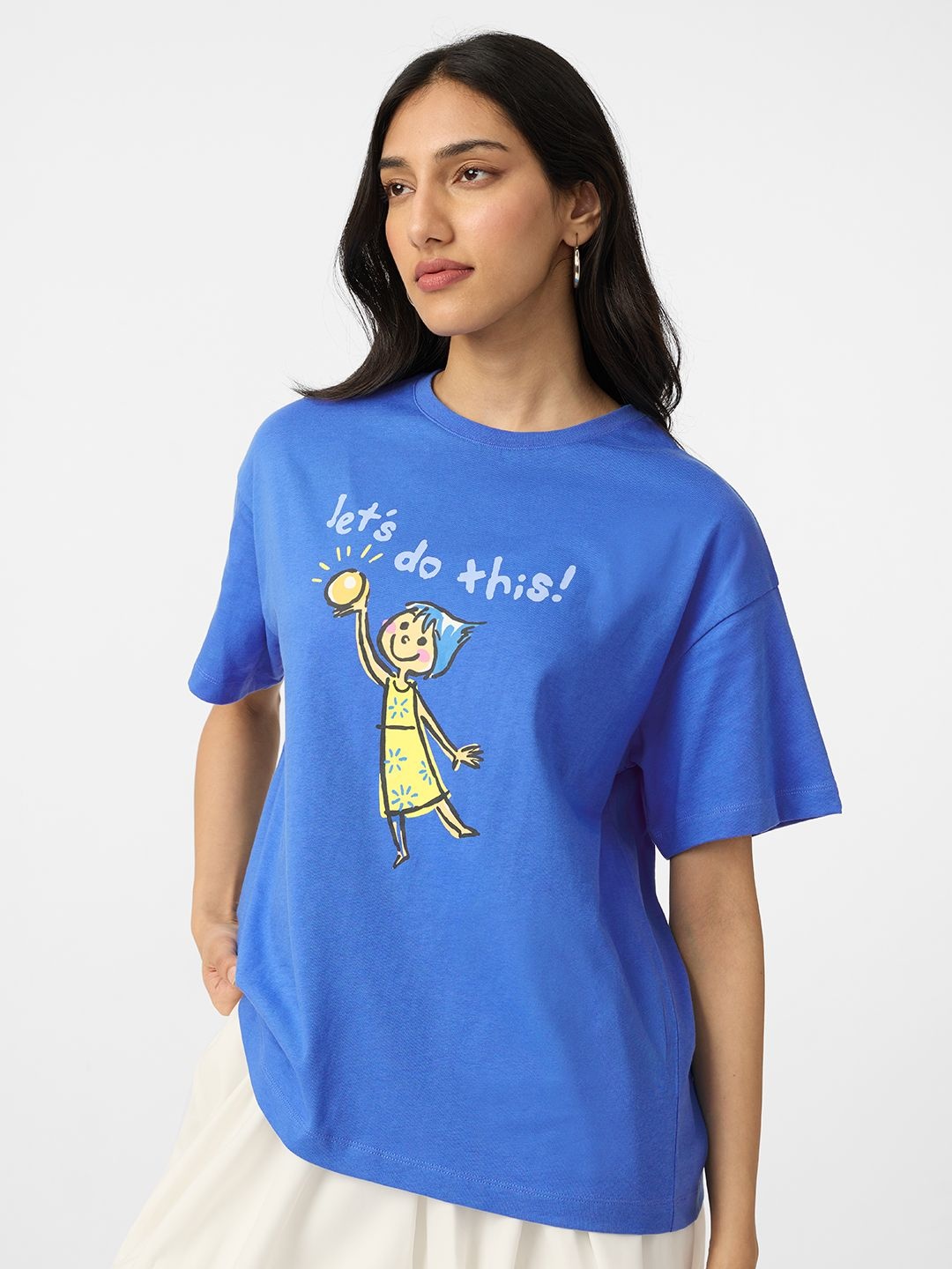 

The Souled Store Women Typography Printed Oversized T-shirt, Blue