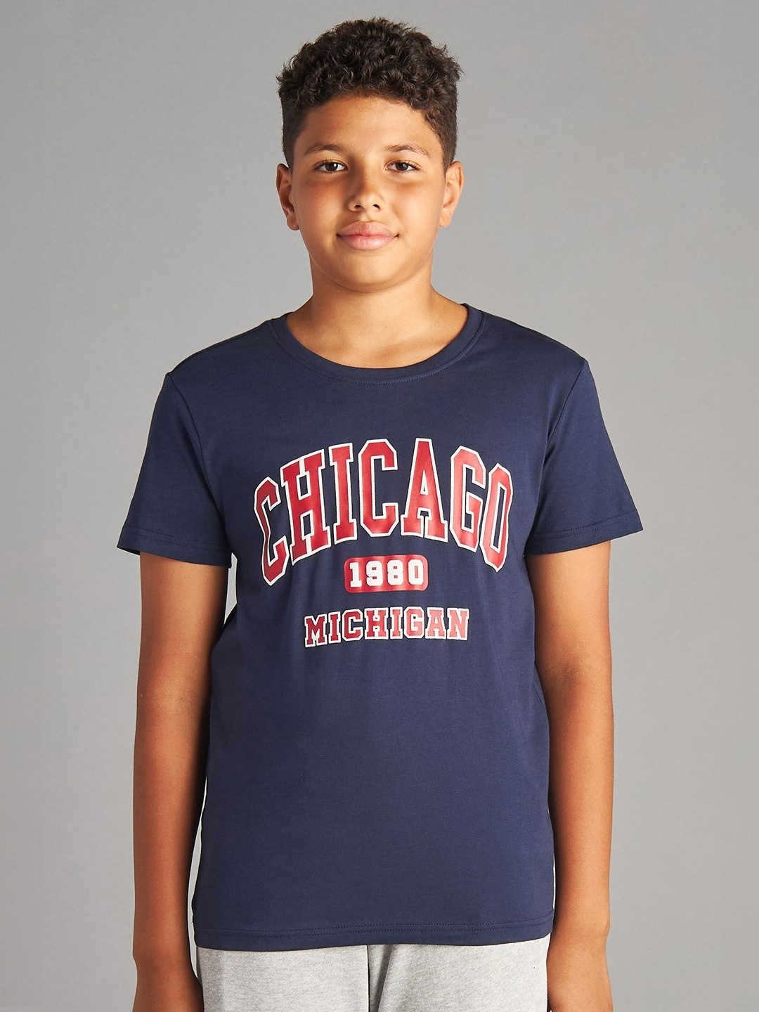 

max Boys Typography Printed T-shirt, Blue