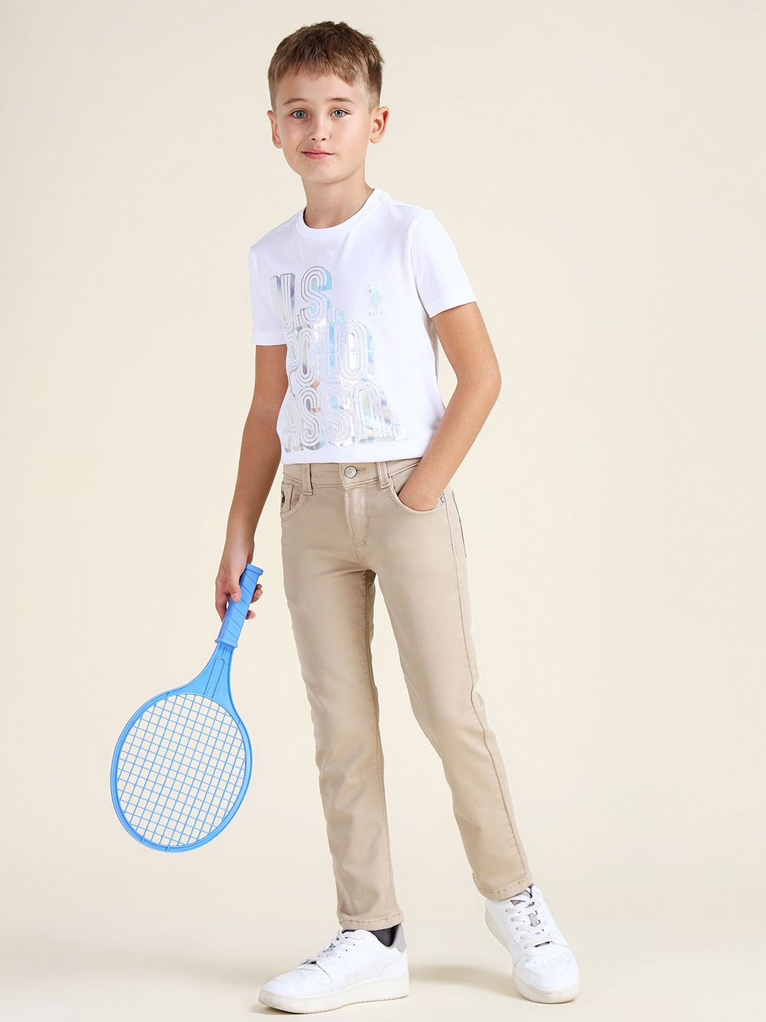 

U.S. Polo Assn. Kids Boys Slim Fit Stretchable Jeans, Beige