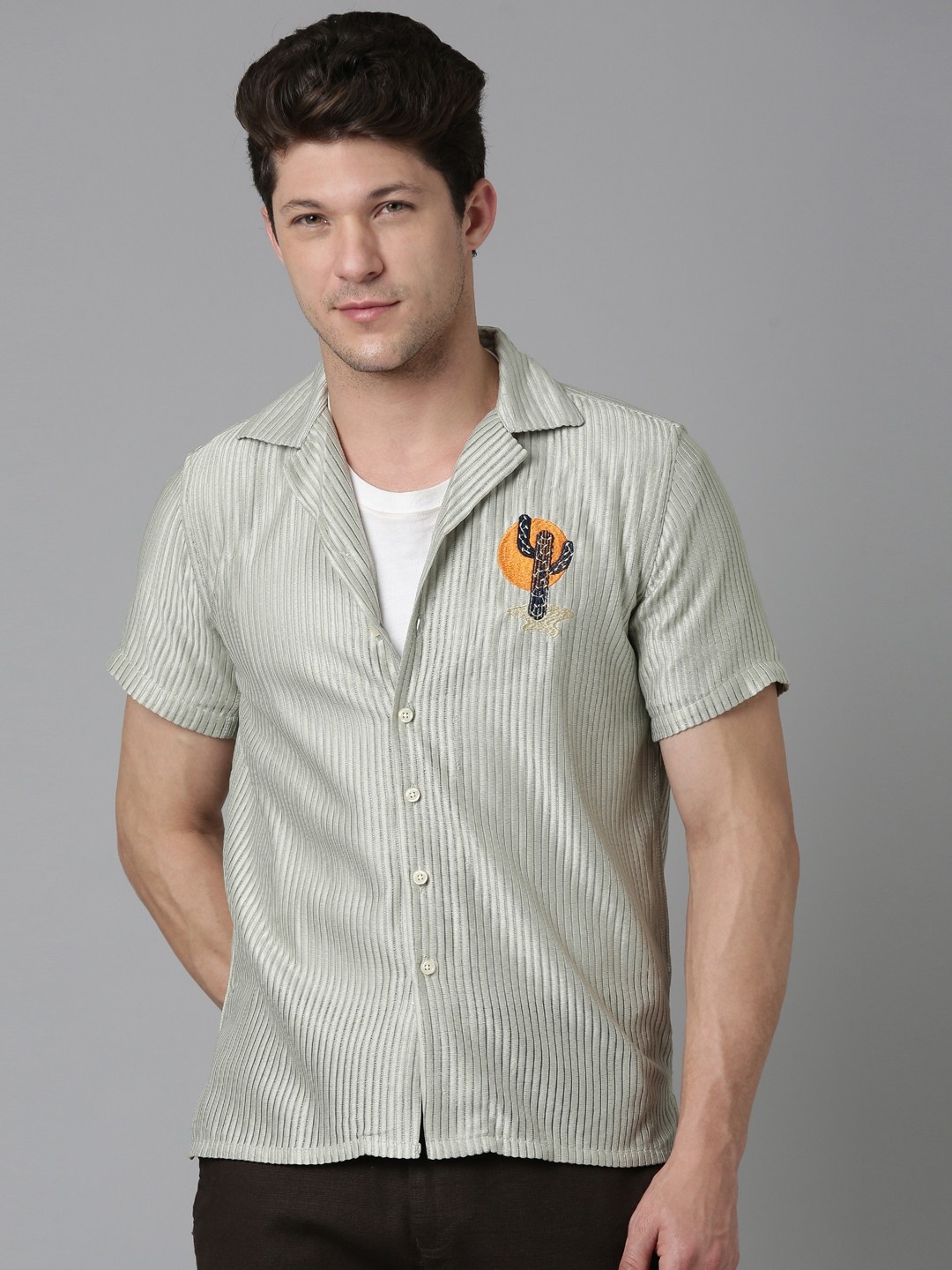 

THE BEETEL HOUSE Men Relaxed Opaque Striped Casual Shirt, Silver