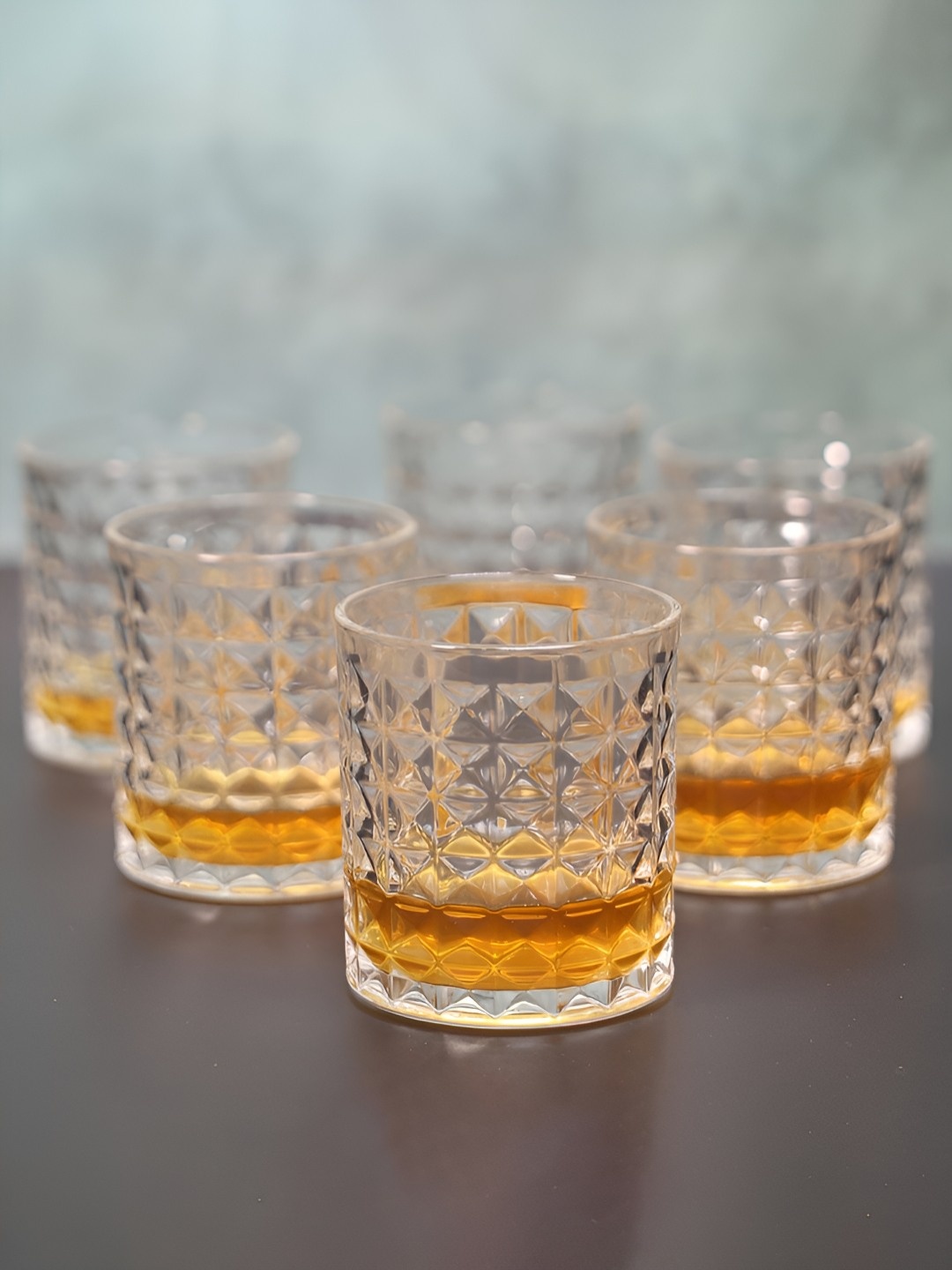 

SMOKEY COCKTAIL Set of 6 Triangle Whiskey Premium Bar Glass, Transparent