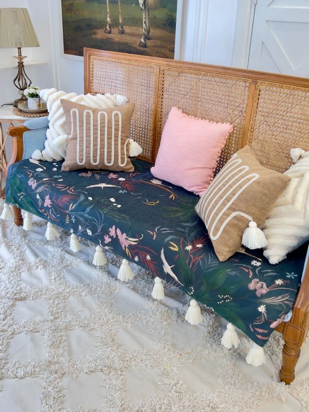 

THROWPILLOW Blue & White Printed Polyester 1 Piece Sofa Cover