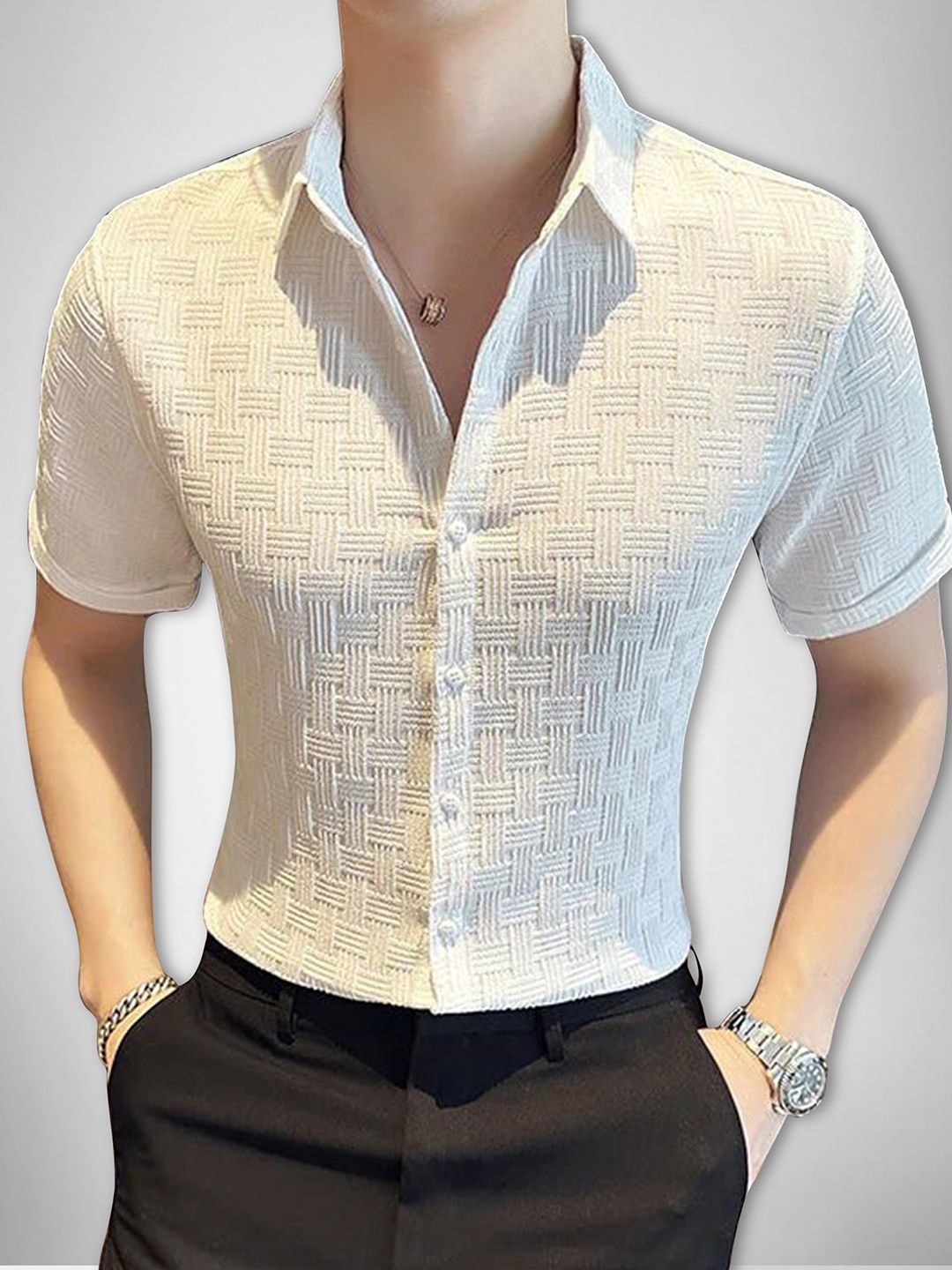 

Moda Rapido Men Original Opaque Casual Shirt, White