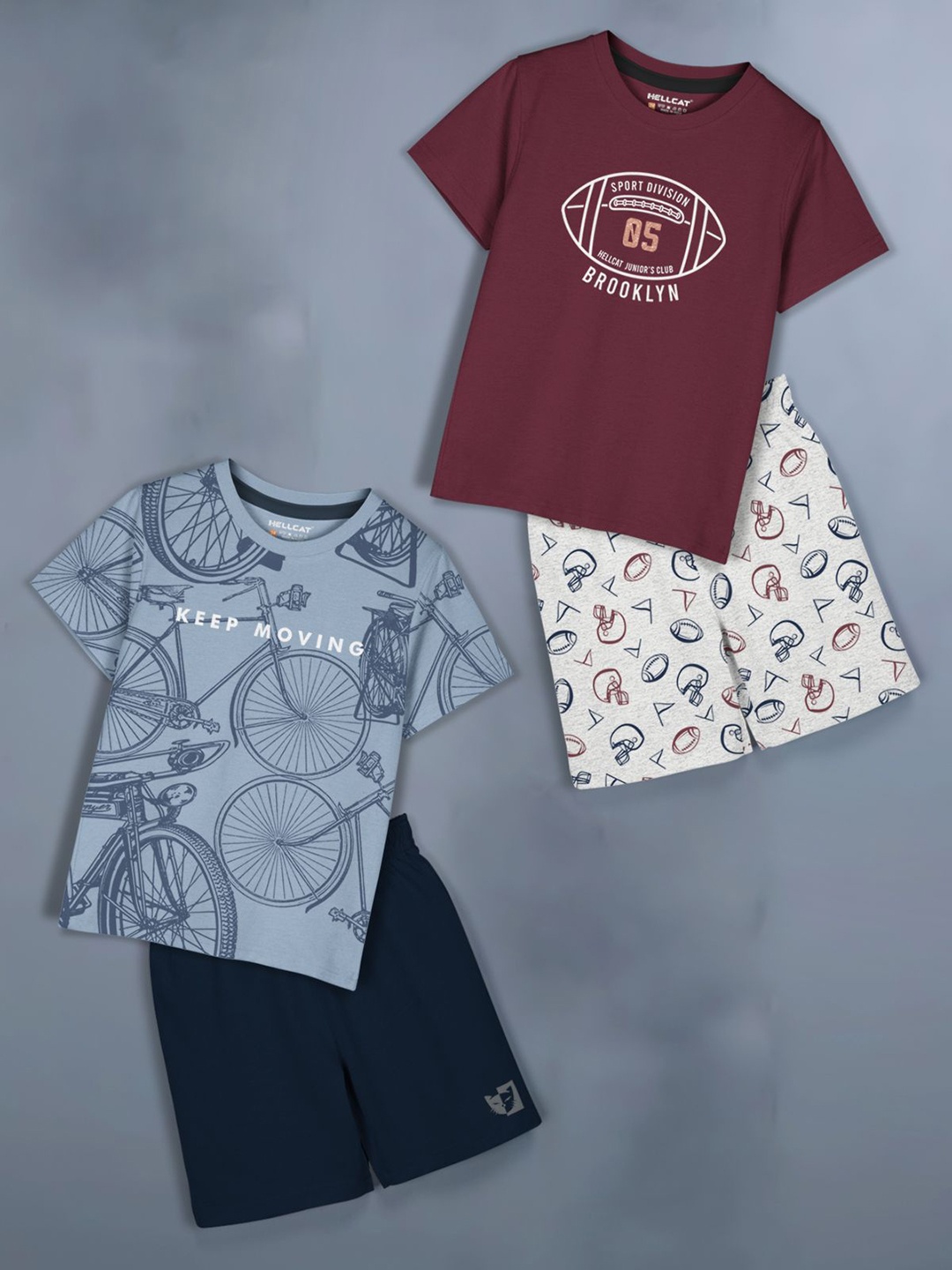 

HELLCAT Girls Printed T-shirt with Shorts, White