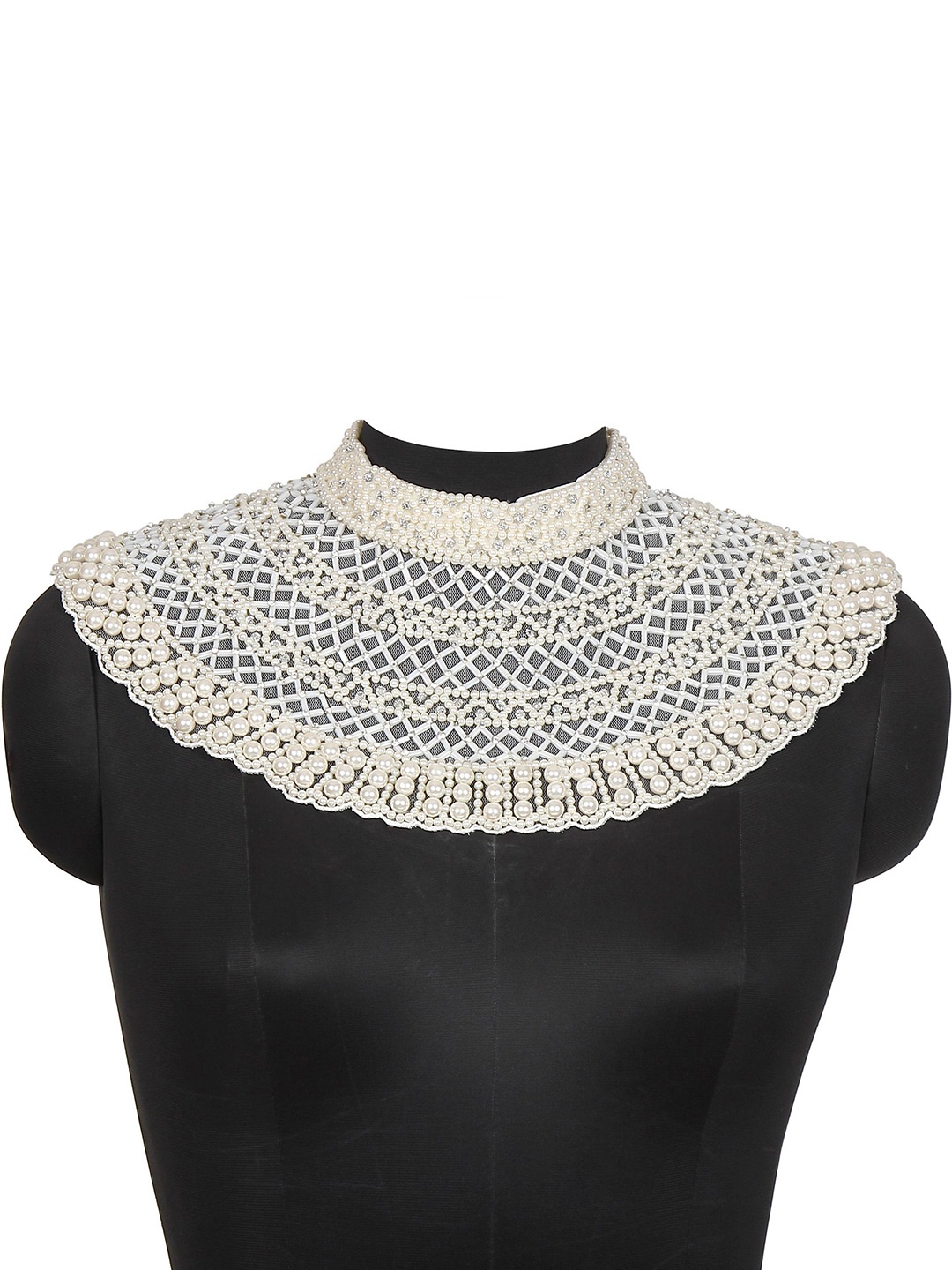 

AQSA BOTIQUE Cotton Blend Beaded Necklace, Cream