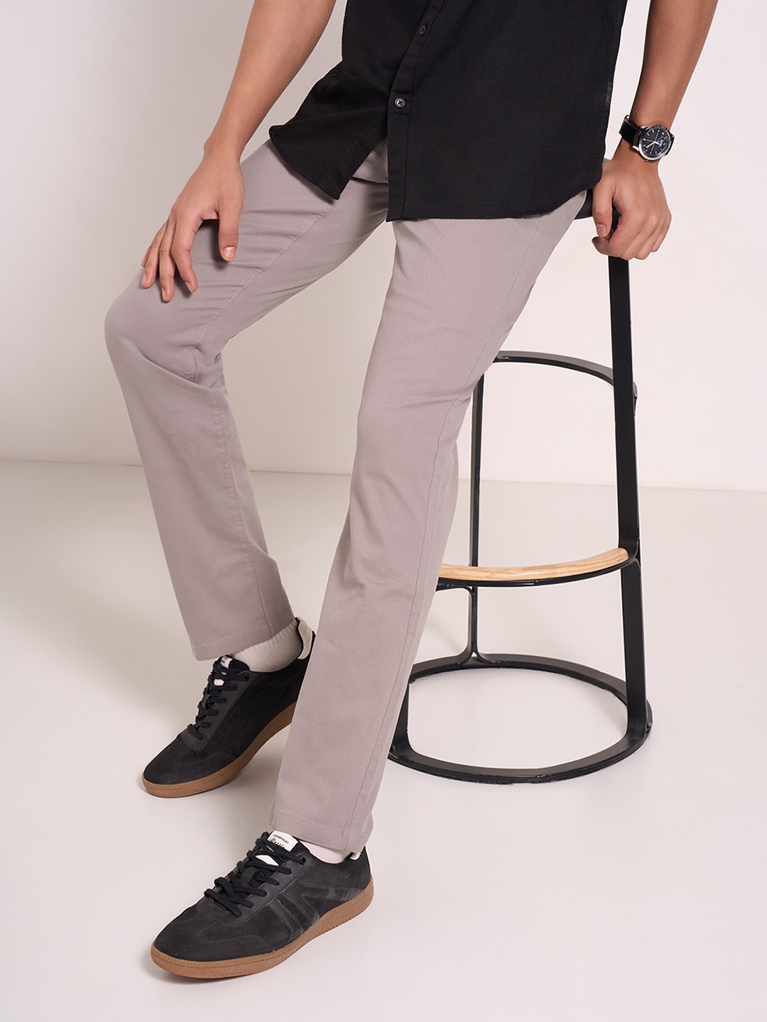 

Peregrine by Pantaloons Men Slim Fit Trousers, Grey