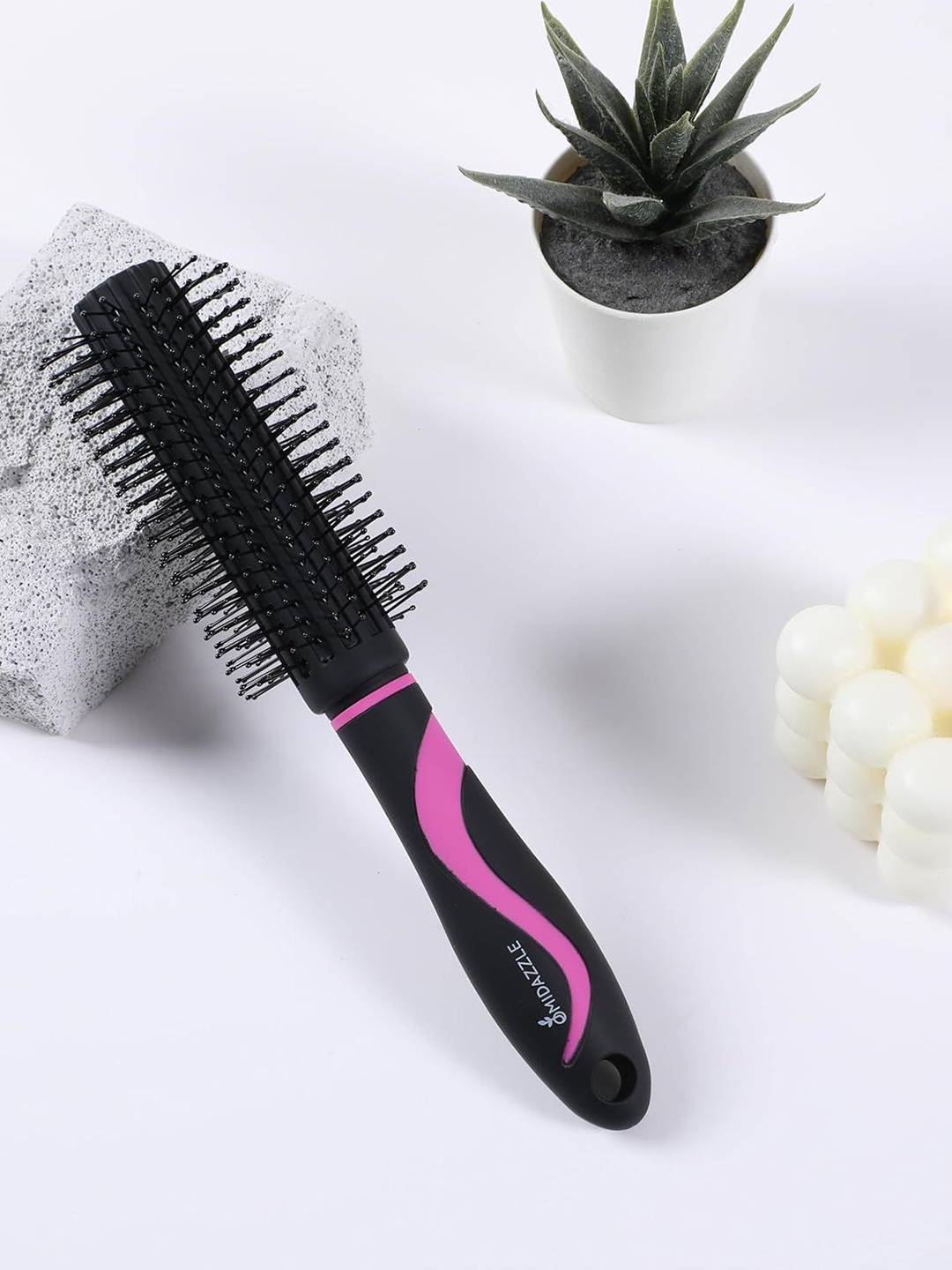 

Omidazzle Premium Round Paddle Adding Curls & Volume Hair Brush - Black - MDHB00007