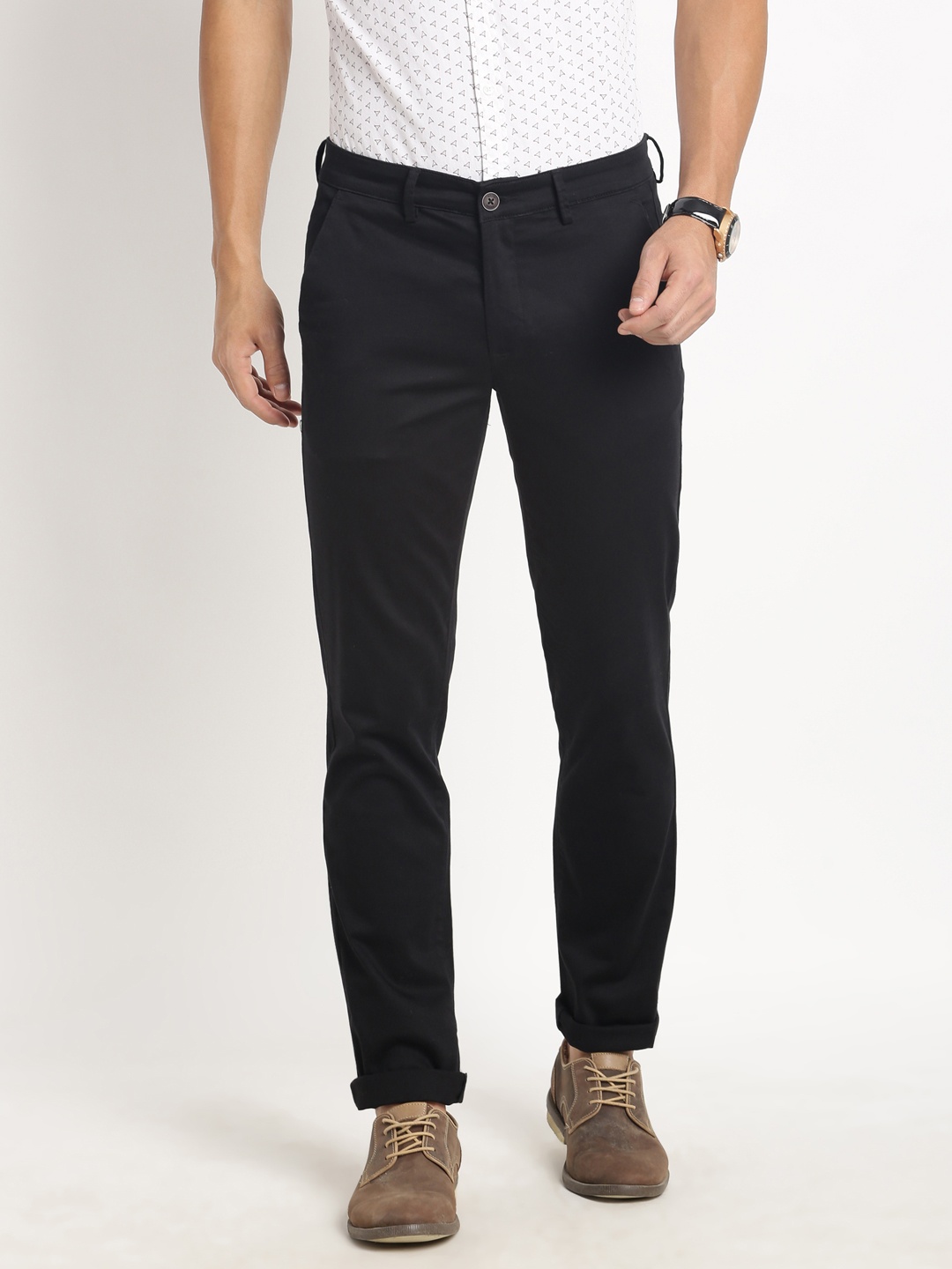 

Turtle Men Relaxed Tapered Fit Chinos Trousers, Black